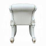 Beige and Antique Silver Vanity Stool with Nailhead Trim B062P208998