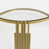 Modern Glass Coffee Table in 31.5", Asymmetrical Metal, Circular Metal Drum Base, Gold Finish & N735P177478K
