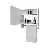 Pine Medicine Cabinet in Melamine With a Towel Bar And Included Mirror, White B128P237172