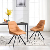 Dining Chair,Thickened fabric chairs with metal legs Set of 2,Brown W1249P243513