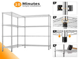58''W Adjustable Storage Shelves 1200LBS NSF Wire Shelving Unit 4 Tier Metal Shelving for Storage 08498006