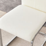 Set of 4 Cream Textured Granular Fabric Material Dining Chairs 39.3" High, 20.4" Ergonomic W1151P324773