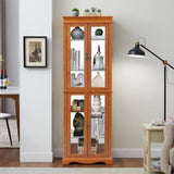 ZNTS Lighted Glass Curio Display Cabinet,Display Cabinet,Glass Storage Cabinet Glass Wine cabinet Wood W2275P178797