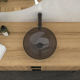 Bathroom Artistic Tempered Glass Vessel Bathroom Sink with Pop-up Drain, Grey W1243P247515