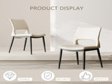 Modern minimalist white PU leather Dining Chairs Set of 2, comfortable backrest design, metal leg W1727P426736