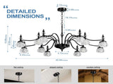 12 Lights Black Vintage Crystal Chandelier Farmhouse Round Hanging Light Fixture for Dining Room 78832453