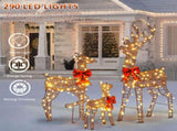 3-Piece Lighted Christmas Reindeer Family Outdoor Decorations, Weather Proof Rattan Deer Family 90191164