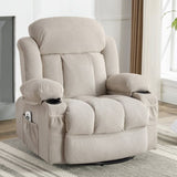Swinging recliner massage heated sofa, with USB and 2 cup holders in side pockets, W1521P303168