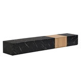 ON-TREND TV Stand with Faux Marble and Walnut Wood Grain Finish for TVs up to 88'', Modern WF320812AAB