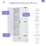 Tall Bathroom Storage Cabinet, Cabinet with Two Doors and One Drawer, Adjustable Shelf, MDF Board, WF326355AAK