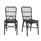 Outdoor PE Wicker Patio Dining Chairs Set of 2,Outdoor Rattan chairs for Backyard, Poolside, Garden, N762P236148G