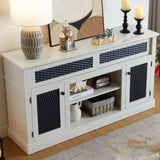 Embossed Pattern TV Stand, TV and Media Console with Open and Closed Storage Space and sliding door W1758P231682