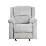 Modern Reclining Chair Gray Chenille Upholstered Pillowtop Arms Solid Wood Frame 1pc Living Room B011P188427