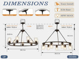 34.25'' Modern 9-Light Black Wagon Wheel Chandelier With Light For Living Dining W5008P468519