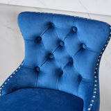 Swivel Velvet Barstools with Button Tufted Decoration and Wooden Legs, and Chrome Nailhead Trim, W1143P241331