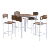 TOPMAX Farmhouse 5-piece Counter Height Drop Leaf Dining Table Set with Dining Chairs for 4,White WF290233AAK