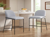Galen Indoor Metal Upholstered Barstool, Antique Bronze Finish Frame with Gray Fabric, Set of 2 N775P290453G