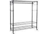 3-Tiers Large Size Heavy Duty Wire Shelving Garment Rolling Rack Clothing Rack 24162774