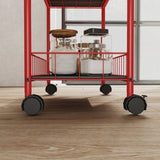 Red 6 Tier Slim Rolling Storage Cart, Mobile Shelving Unit with Wheels, Metal Wire Storage Shelving W2167P195984