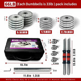 Adjustable Dumbbell Set Home Gym Cast Iron Barbell Sets with Carry Box 66lbs Office Bedroom Workout T3060P288487