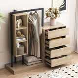 ZNTS Wardrobe with 4 Drawers and 3 Shelves,Natural N820P196888N