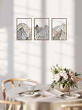 CIFbuy3pcs/aet Minimalist Mountain Landscape Metal Wall Art Square Hollow-Out Panels, Mesmerizing 37234795