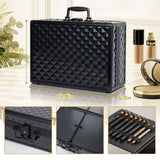 ZNTS Portable Makeup Case with LED Mirror Travel Makeup Bag Cosmetic Organizer Box with Locks, Brush W1550P163305