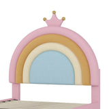 Twin Size Upholstered Rainbow Design Bed, Velvet Princess Platform Bed with Storage Drawer, No N733P234606H