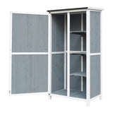 54" Two-Tone Storage Shed - Gray & White Design with Sloped Roof & 5 Compartments N769P282381G