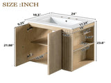 24-Inch Wall-Mounted Bathroom Vanity with Ceramic Sink, 2-Door Cabinet, U-Shaped Adjustable N729P512888N