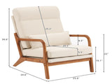 High Back Solid Wood Armrest Backrest Iron Frame Linen Indoor Leisure Chair 31656855