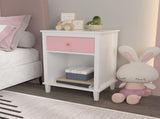 26.77''H Wooden Nightstand with One Drawer One Shelf for Kids, Adults, Pink 61855296