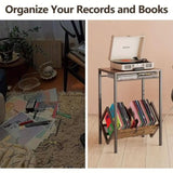 ZNTS Electric stand with vinyl storage rack, 3-layer coffee table vinyl record display 28473775