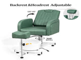 Green Pedicure Chair, PVC Upholstery with Iron Frame, Manual Recline, Equipped with Footrest & Foot 28129730