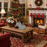 2PCS Set Christmas Pumpkin Decoration 7x7x6.7" Fabric Black & White Plaid Pumpkins, Perfect for 66644802