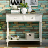 ZNTS Series Console Table Traditional Design with Two Drawers and Bottom Shelf 26897015