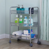ZNTS Honeycomb Mesh Style Three Layers Removable Storage Cart Silver 25792916