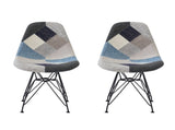 Patchwork Accent Chair Bohemian Style Fabric Chair with Chromed Legs Geometric Pattern Chair, 18"D N772P293303P