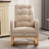 ZNTS Accent Rocking Chair with Footrest High Back Rubber Wood Rocking Legs Bedroom Living Space 26.77D X W2231P143504