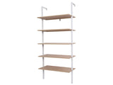 5-Shelf Wood Ladder Bookcase with Metal Frame, Industrial 5-Tier Modern Ladder Shelf Wood 89161253