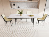 47"-63" expandable dining table set for 2-6 people, equipped with PU fabric thick cushioned dining 84643005