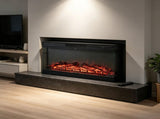 EF-36 36-Inch Built-In Electric Fireplace Insert - 120V 1500W, Black Steel, 3-Side Glass, Adjustable 23840610