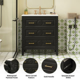 30'' Bathroom Vanity with Ceramic Sink Combo, Free Standing Single Vanity Set with 3 Drawers, Solid N710P246209B