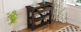 ZNTS TREXM Retro Console Table with Drawer and Two Sturdy Shelves for Entryway, Living Room N715P195561P