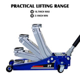Low level steel vehicle floor standing hydraulic jack with dual piston rapid lift pump, capacity of 06381776