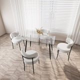 51" Dining Table Modern Minimalist Rectangular Glass for 4-6 with 0.31" Tempered Glass Tabletop and W2189P255605