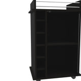 Vegas Bar Cart, Two Tier Cabinet With Glass Door, Six Cubbies For Liquor B128P176148