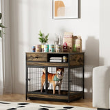 ZNTS Furniture Dog Cage Crate with Double Doors ,Rustic Brown,31.5