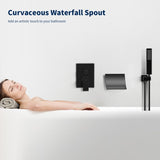 Male NPT Waterfall Shower head with Handheld,Matte Black Bathtub Shower Faucet with High Flow Wall T3177P277545