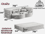 Modern Floor Sofa with 2 Pillows,Convertible Sherpa Fleece Fabric Foam-Filled Sleeper Sofa Bed,15" 78597283